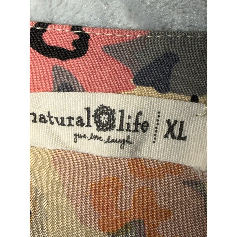 Natural Life Floral Tiered Tunic Dress XL Multicolor Boho Flowy Henley READ! - Picture 6 of 10